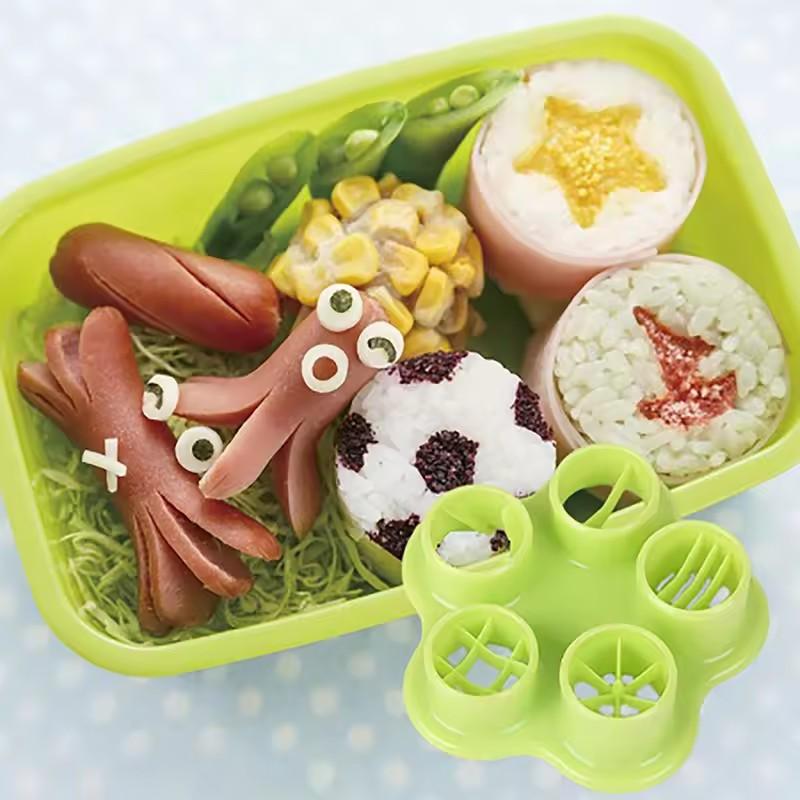 1pcs Random Color Sausage Cutter Mould 5 In 1 Flower Crab Octopus Style Ham Sausage Kitchen Cutter Mold DIY Lunch Bento Decor