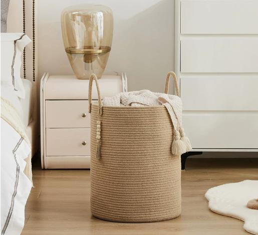 Handwoven Storage Basket with Handles Large Capacity Durable Rope Material for Household Organization and Storage