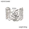 CARLIDANA High End Exaggerated Big Flower Hollow Out Leaf Open Wide Bangle Stainless Steel Non Tarnish Cuff Bracelet Women