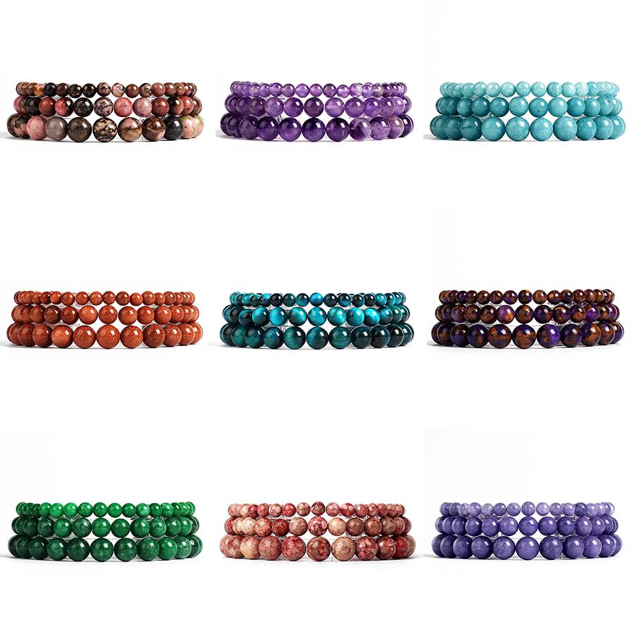 6/8/10mm Perlen Yoga Armband Herren Naturstein Armbänder Für Frauen Labradorit Achat Quarz Heilung Reiki Chakra Armreifen Schmuck
