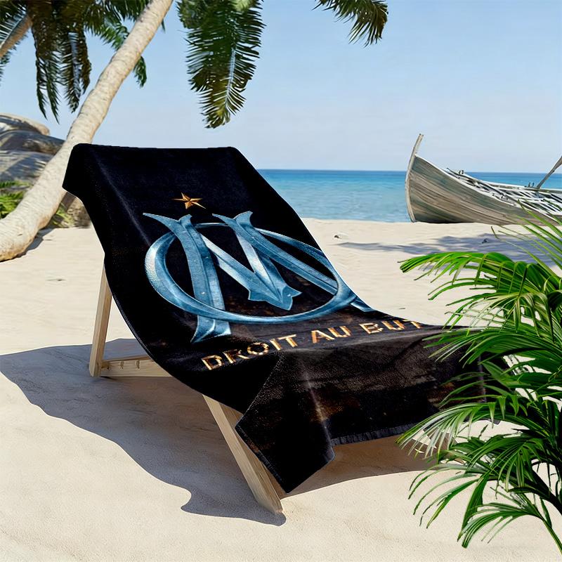 Asciugamano da Spiaggia Stampa Olympique de Marseille, Asciugamano Grande Morbido Asciugatura Rapida per Spiaggia Campeggio Nuoto