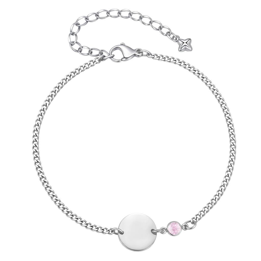 Personalized Zircon Initial Charms Bracelet with Birthstone, Free Custom Engrave Name Bracelet, Birthday Jewelry For Women