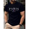Summer Men's Casual Loose Plus Size Paris French Printed Sports Comfortable Round Neck Short Sleeved T-shirt