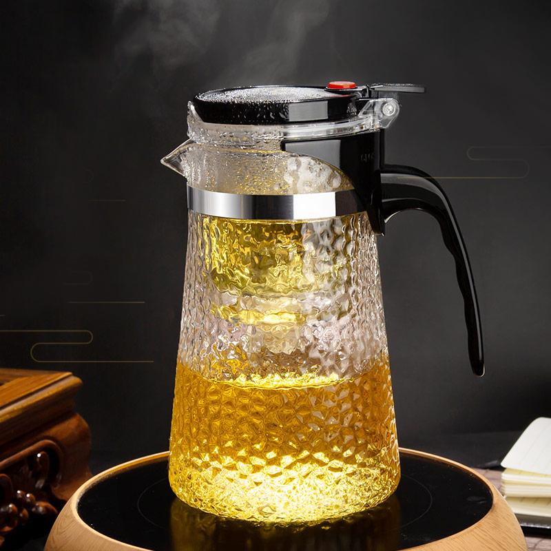 Heat-resistant Striated Glass Cup Set Tea Separation Glass Teapot Elegant And Textured Filter Flower Teapot
