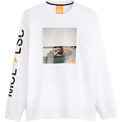 Levis X McLaren Racing Collaboration FW24 Racing Pattern McLaren Letter Print Crew Neck Long Sleeve T-Shirt Men Tops White A89940000