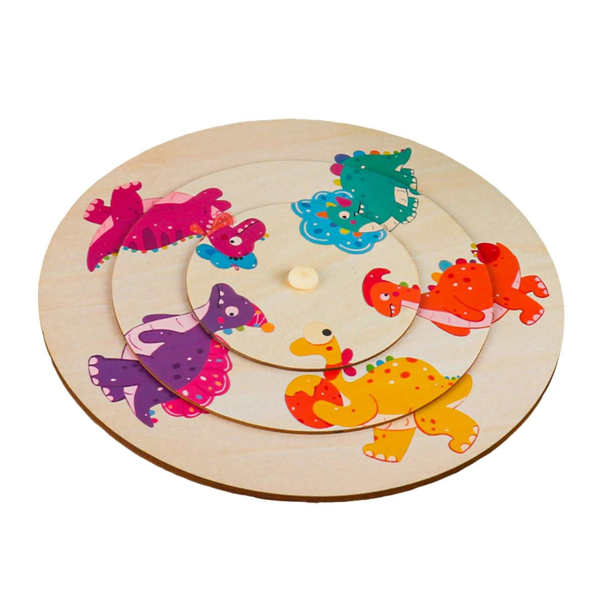 

Yousheng деревянная головоломка с животными, игрушка-диск, мультяшный динозавр, морские животные, обучающая игрушка для малышей, мальчиков и девочек, вращающаяся круглая доска Dinosaur