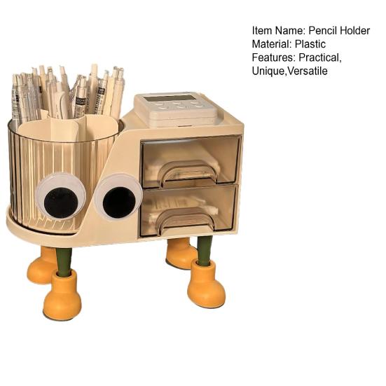 Yousheng Pencil Holder Large Capacity 360 Degree Rotating Desk Organizer Multi-Layer Zoning Storage Solution for Pens Rulers Scissors Office Desktop