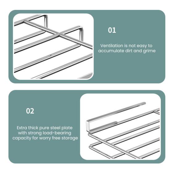 Yousheng Clip-On Shelf under Cabinet Storage Shelf with 10 Hooks 2 Towel Bars And Cutting Board Holder No-Drill Installation Mug And Utensil Hooks