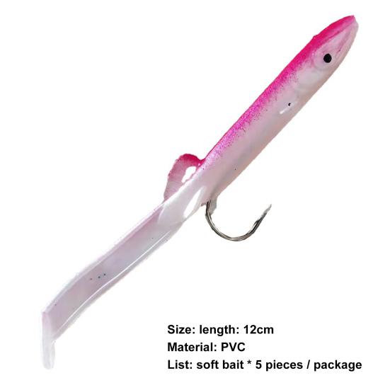 5Pcs/Pack 12cm/4.2g PVC Fishing Lure Lightweight Impact Resistant Artificial Eel Bait for Sea Fishing