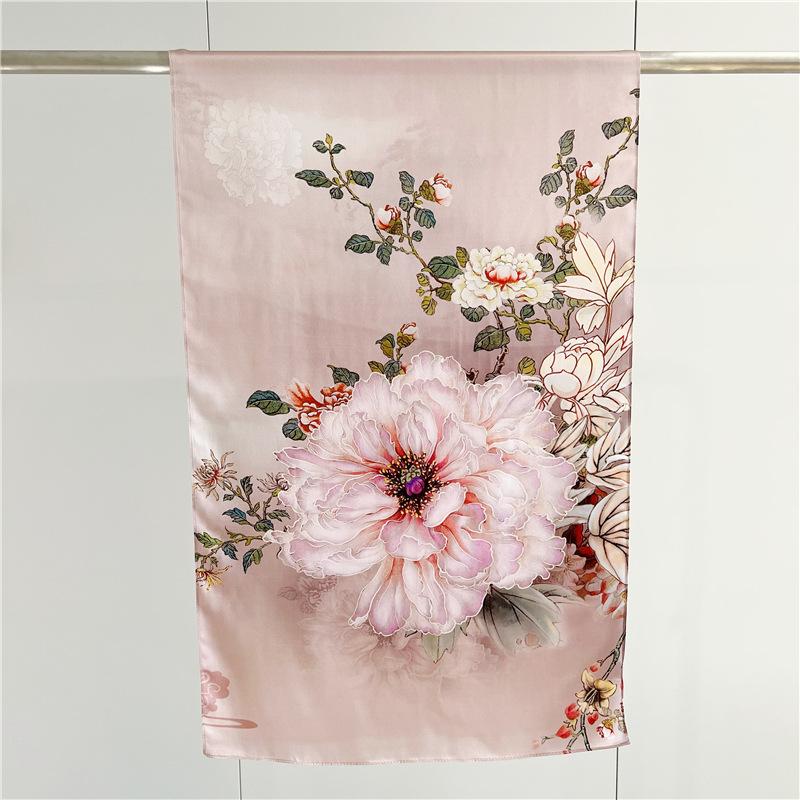 Silk Plain Crepe Satin Long Silk Scarf for Women