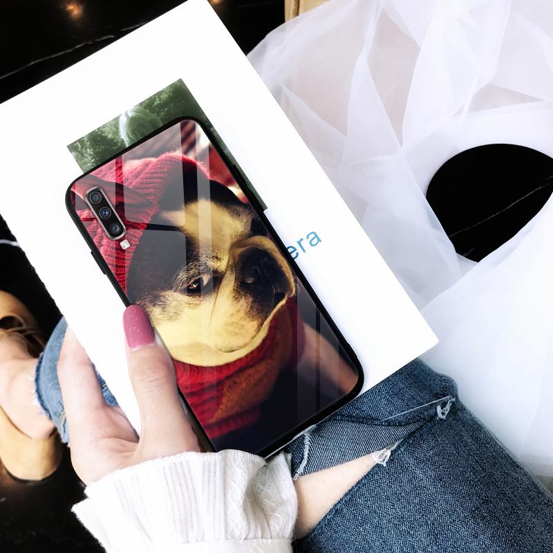 For Samsung A70 Case Cute Pattern Tempered Glass Back Hard Cover Case For Samsung Galaxy A70 Phone Cases Coque A70S A 70 Fundas