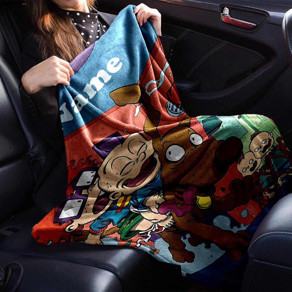 Custom Name Rugrats Theme Printed Blanket - Perfect for Couch, Bed, Travel & Outdoor Use | Machine Washable, Cozy & Durable.