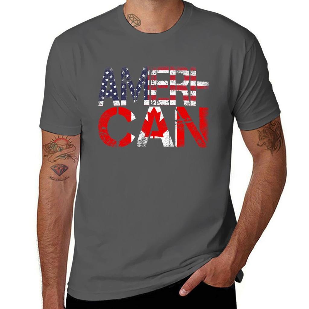 American Canadian Flag America Canada Patriotic Tshirt Labor Work Casual Tshirt