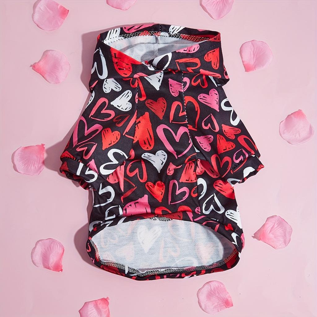 Funny Heart Shirt Valentine's Day Pet Dog Hoodies Cute Puppy Costume Clothes for Small Medium Dogs Cats Pets