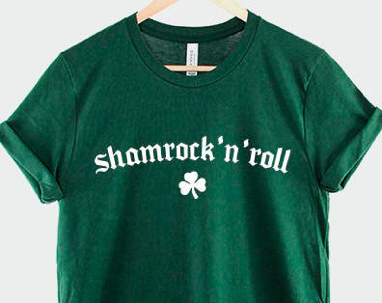 Shamrock n Roll T-Shirt, St Patricks Day Shirt, Funny Irish Graphic Tee, St Paddy Party Top 4XL
