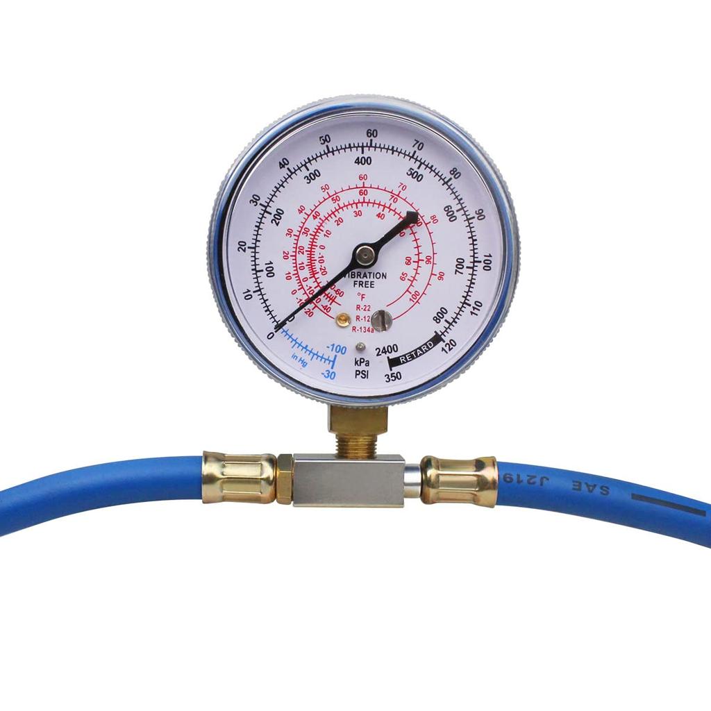 BACOENG AC Freon Refrigerant Recharge Charge Hose Kit, 1/4" Can Tap with Gauge - R134a Can to R-12/R-22 Port, Not Applicable to Automobile
