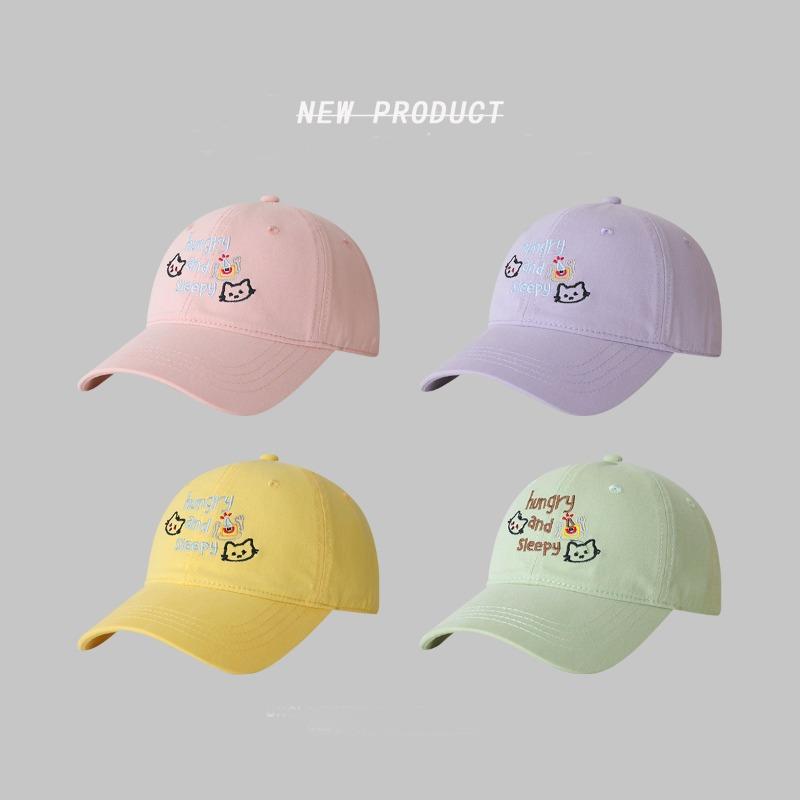 Spring and summer sweet macaron color baseball cap children's sunshade cartoon cute kitten sunshade cap