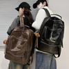 Retro Backpack Computer Bag Student Large Capacity Schoolbag Pu Leather Men'S Business Leisure Travel Bag