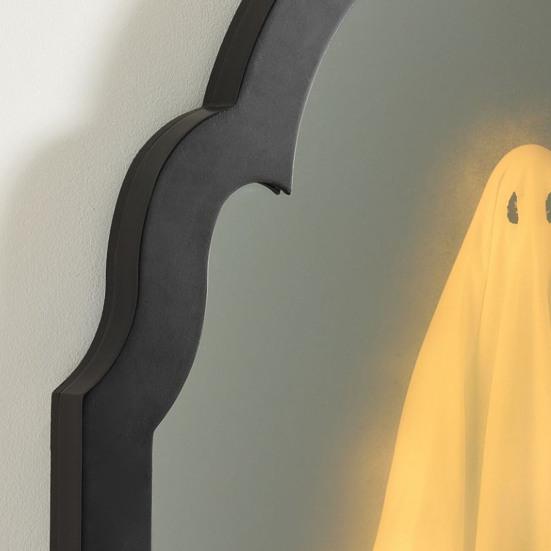 Halloween Ghost Mirror Spooky Hologram Ghost Skeleton Mirror with LED Light for Halloween Home Bedroom Decor
