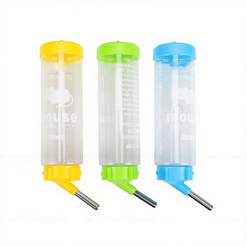 3pcs 250ml Hamster Water Bottles Anti Drip Hanging Water Feeder Plastic Pet Dispenser for Rabbits Guinea Pig