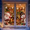 Festive Home Window Decor Christmas Static Clings, Santa Snowman PVC Stickers, Waterproof Easy Apply Holiday Film Glass Decals for Shop Decorations