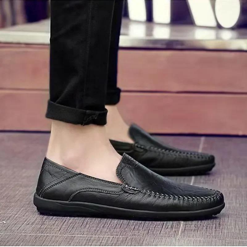 Herren Freizeitschuhe aus Leder Klassische Loafer Weiche Sohle Komfort Slipper Fahrschuhe Leichte Weiche Lederschuhe Herren Flats Mokassins