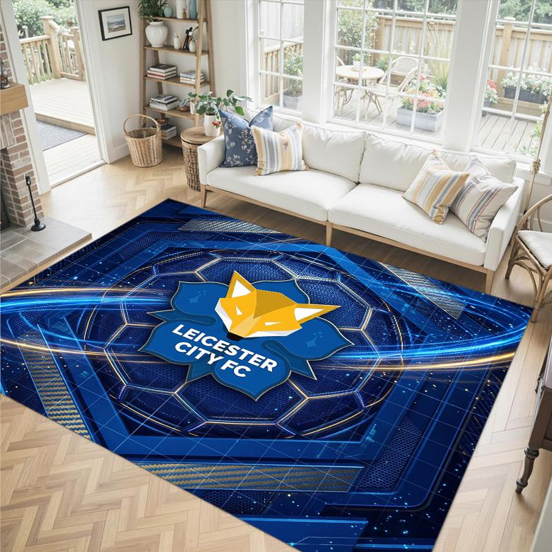 Leicester City Football Design Crystal Velvet Carpet Cozy Non?Slip Printed Rug For Bedroom Living Room Entrance