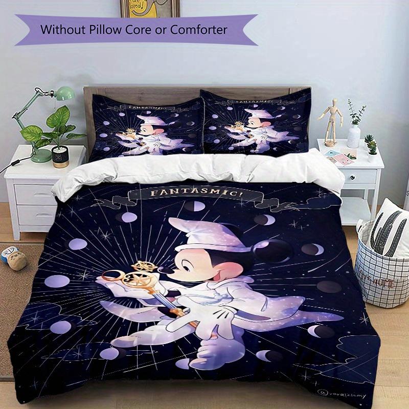 3pcs Mickey Mouse Printed Bedding Set, Breathable And Soft, Machine Washable, Christmas Gift, Suitable for Bedroom Decoration, 094
