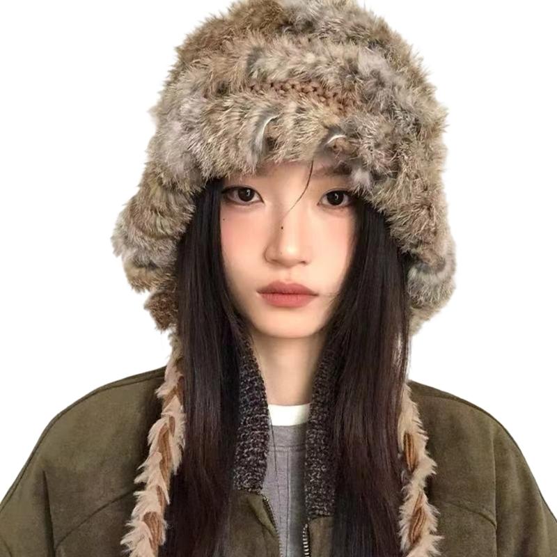 Plush Hat With Ear Warmth And Playfulness Hand Decoration For Winter Outdoor Activity Cold Weather Protection