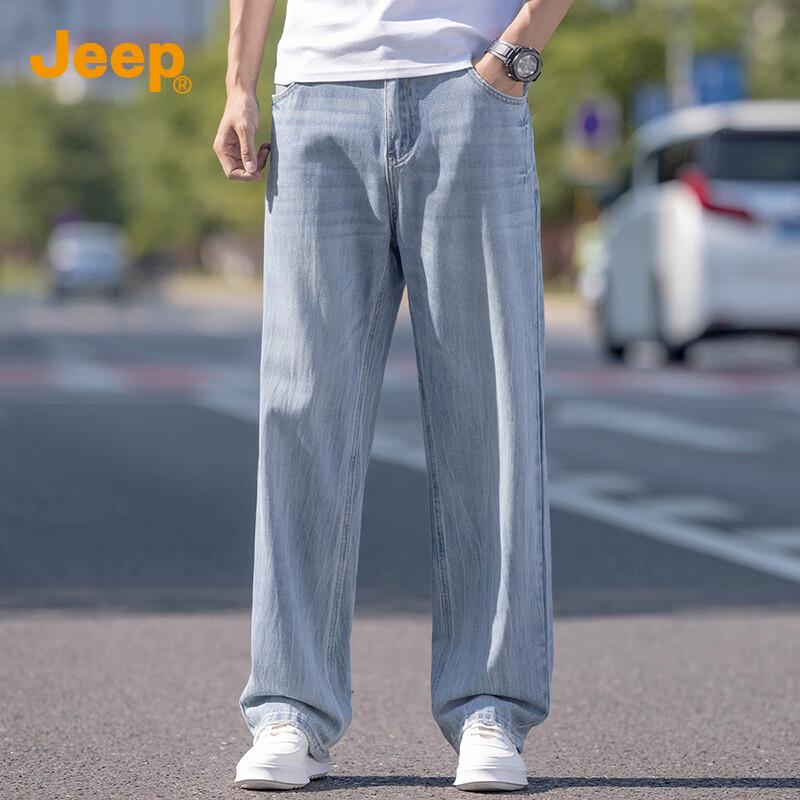 JEEP Men's Straight-Leg Summer Jeans with Lyocell