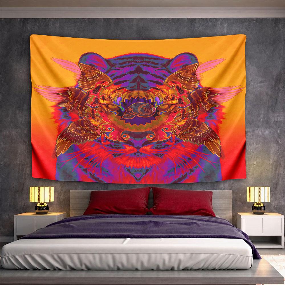 Psychedelic Tiger Head Wings Tapestry Wall Hanging Mystic Animal Art Decor for Bedroom Living Room Dorm Room Gift