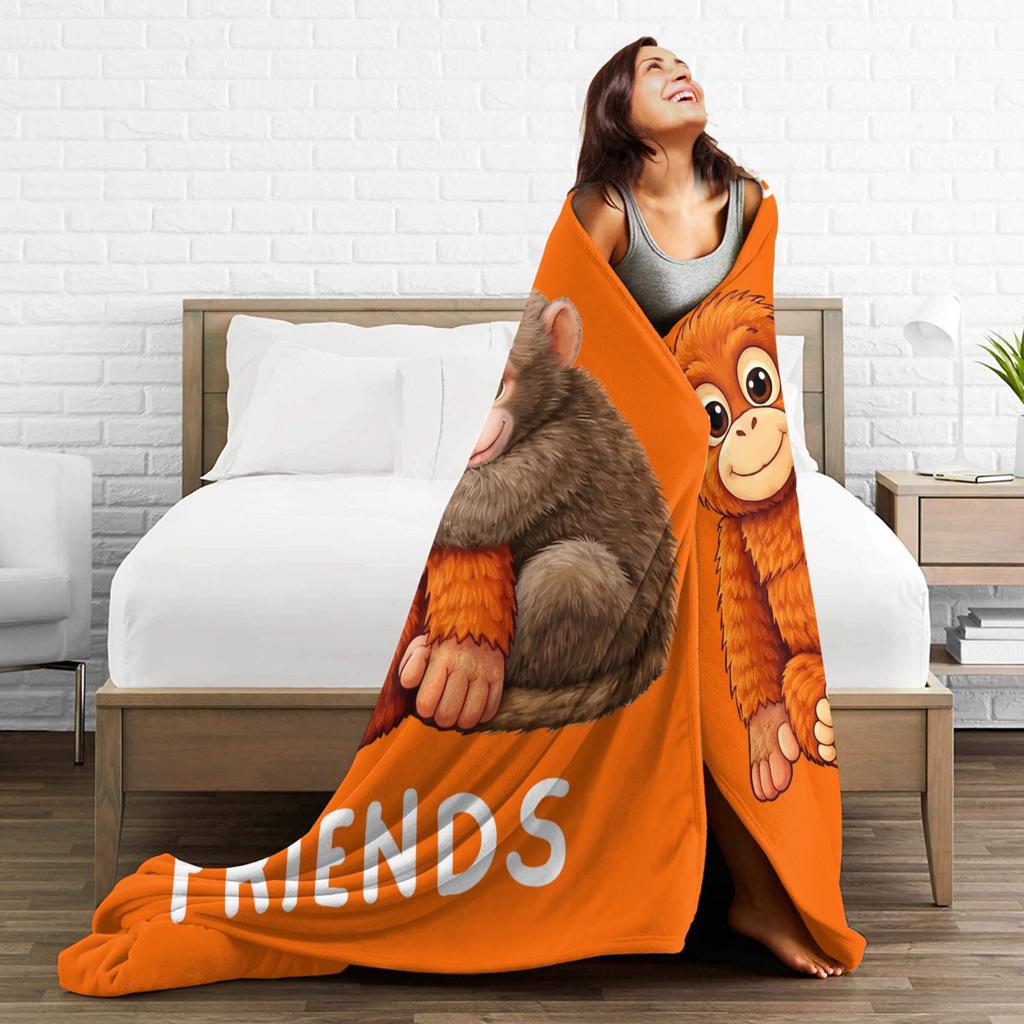 Tieni Duro Scimpanzé Amici Plaid Multifunzione Morbido Coperta da Divano Copriletto da Esterno