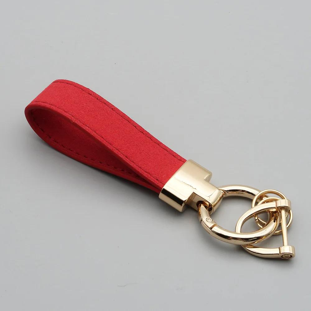 Laser Custom Logo Keyring Box Set Gift Personalized Name Number T Buckle Suede Leather Keychain Bag Car Key Chain Men’s Women‘s