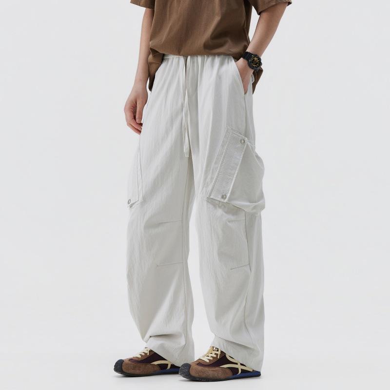 Summer new casual pants boys overalls wide-leg ice silk pants American versatile design long pants tide