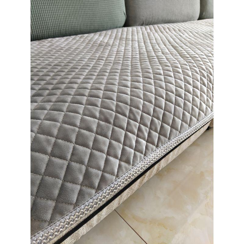 

Short Plush Sofa Cushion Winter New Arrival Non-Slip Fabric Leather Sofa Cushion Solid Wood Sofa Cushion All Year Round Neutral Gray 40 * 40cm(Chair cushion)