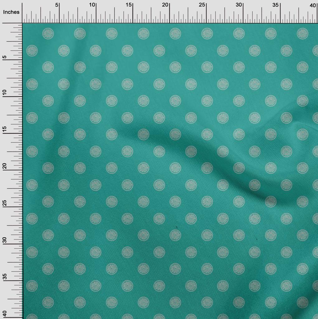 oneOone Cotton Poplin Dusty Teal Green Fabric Asian Circle Block Diy Clothing Quilting Fabric Print Fabric By Yard 42 Inch