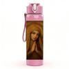 1PC Long Hair Lady Portrait Art Print 750ml Color Plastic Sports Water Bottle Leakproof Flip Straw Lid Suitable for Sports Office Home Use