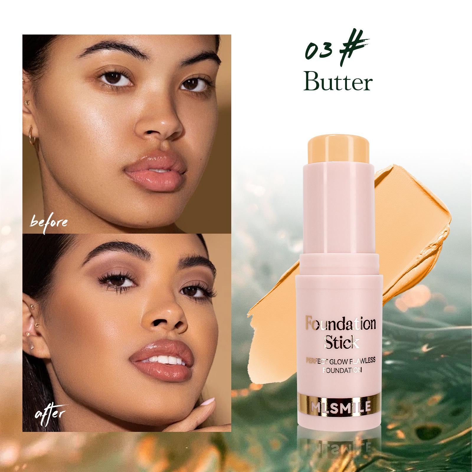 MLSMILE 6-Color Portable Concealer & Foundation Stick - Moisturizing & Waterproof, Non-Drying for Winter.