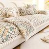 2025 Thickened Warm Sofa Cover Fabric for Autumn and Winter New Fixed Anti Slip Straight Row Sofa Cushion One-piece Cream Style