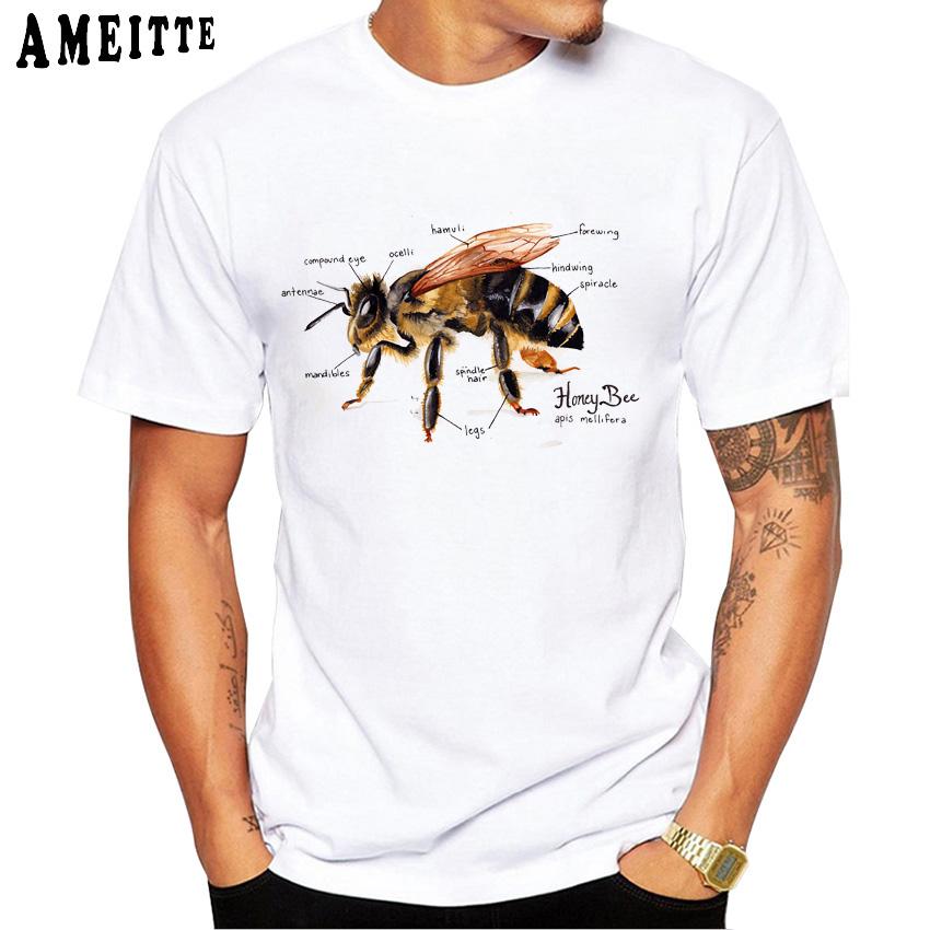 Honey Bee Anatomy Chart Classic T Shirt Fashion Men Short Sleeve Funny Hip Hop Boy Casual