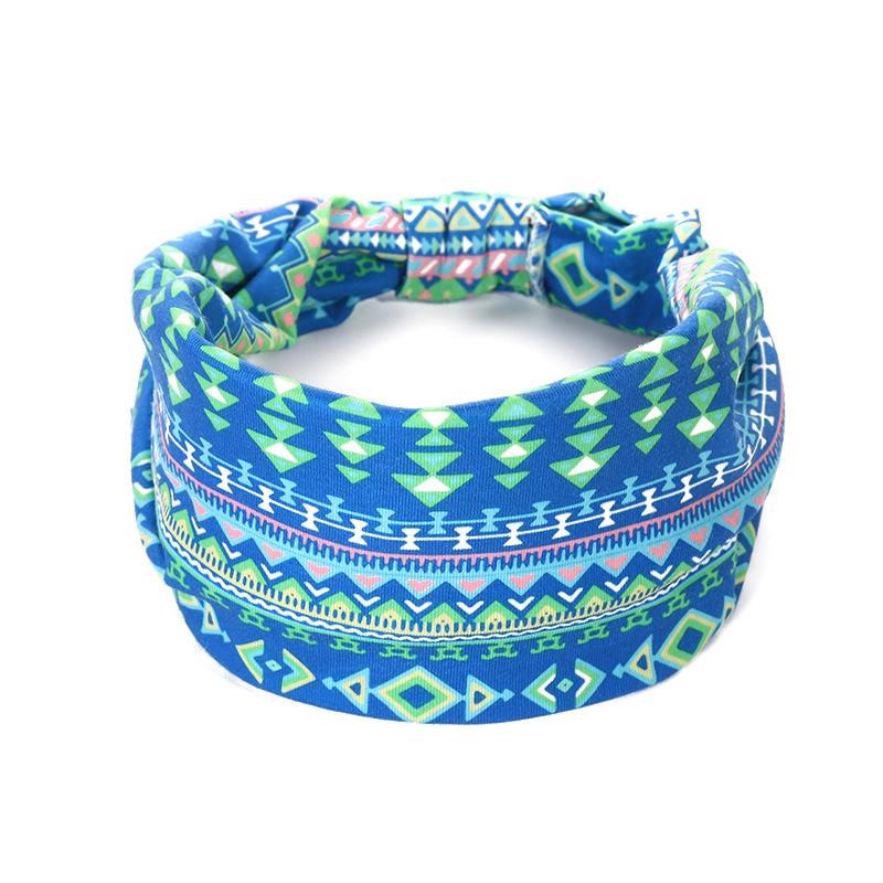 Diadema de Algodón Elástico de Moda Estampado de Patrón Africano Estilo Twist Banda Elástica para el Cabello Diademas Anchas Bandana Turbante Nudo Headwrap