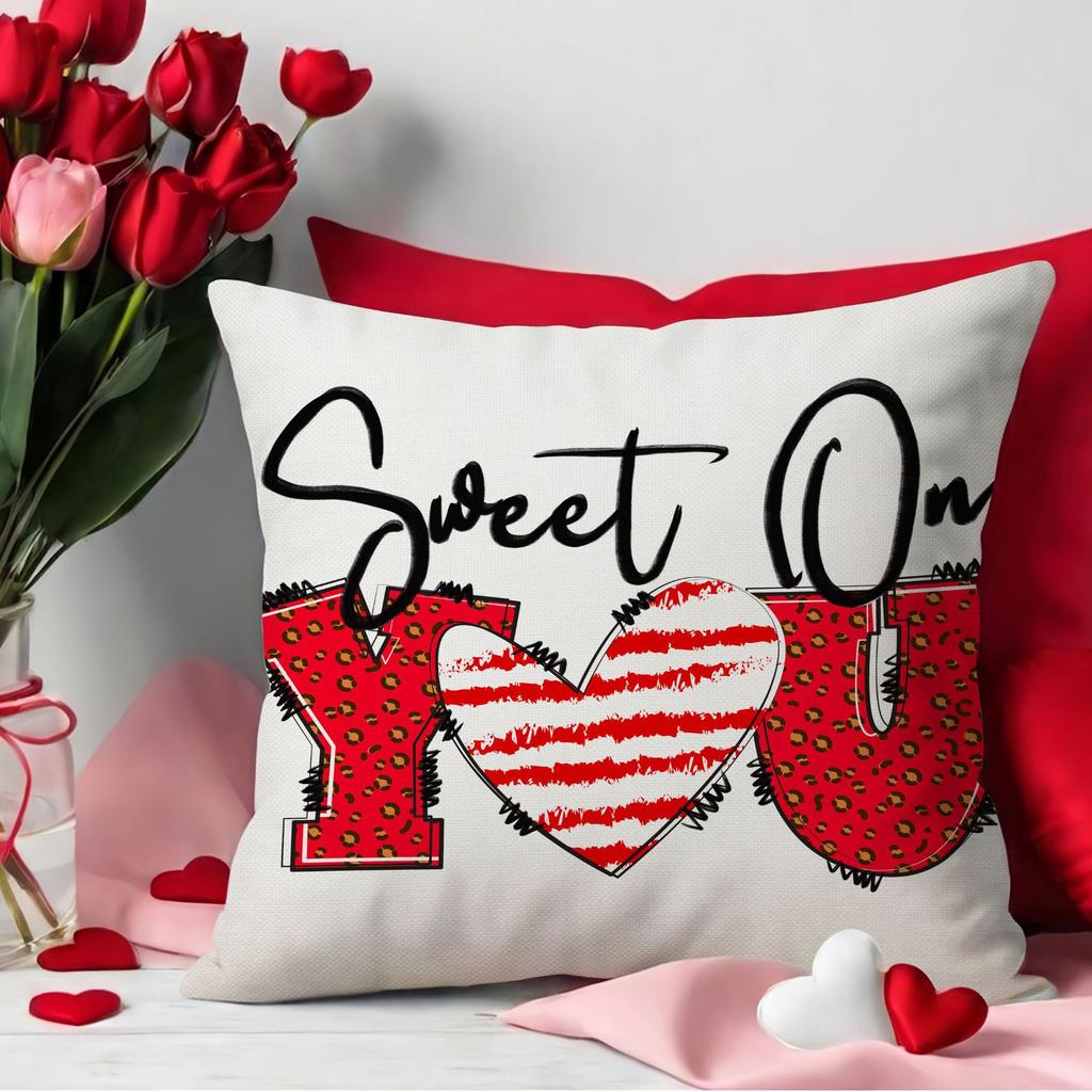 New Valentine's Day Pillow Love Letter Print Pillow Simple and Versatile Linen Pillow