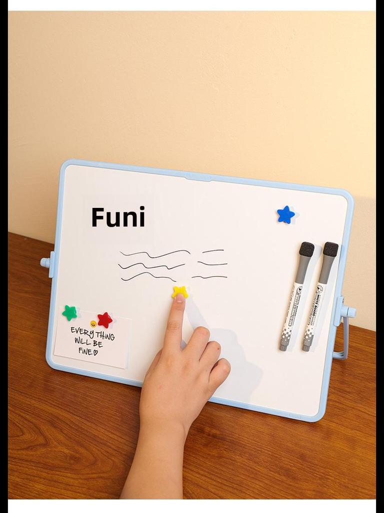 Funik Dubbelsidig Magnetisk Raderbar Whiteboard för Barn - Skriv- och Ritbord för Skrivbord med Ställ