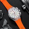 Multifunctional Casual Quartz Watch Mens Watches Waterproof Transparent Case Wrist Watch with Luminous Hands