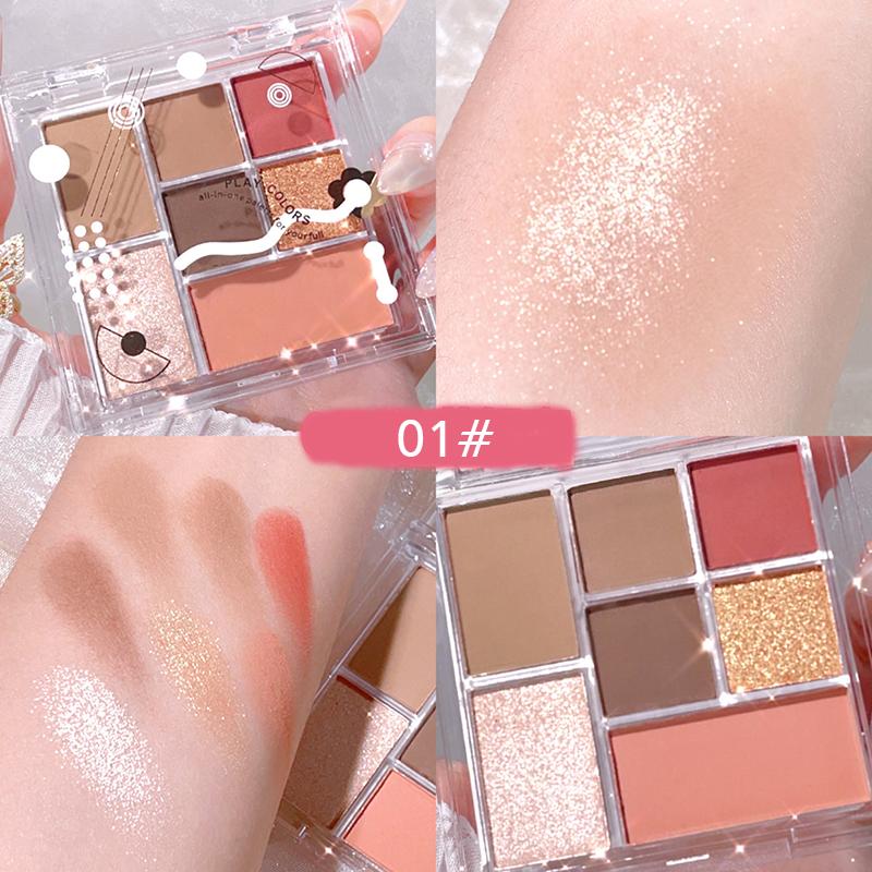 1PC Transparent Party Pearlescent Date Makeup Earth Color Eye-catching Seven Colors Stage Eye Shadow Plate Makeup Multi-function