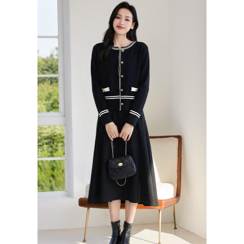 VICTORIA&VERA Women's Two-Piece Knitted Cardigan and Midi Dress Set