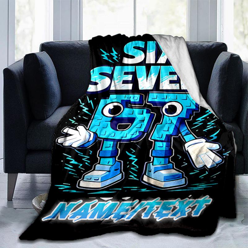 1PC Custom Name "Six Seven Energy" Flannel Blanket Versatile,all-season Throw Suitable for the Living Room,bedroom,camping,travel,and Gift