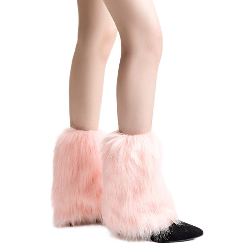 Winter Fuzzy Leg Warmers for Women Soft Stylish Plush Boot Toppers Covers In Bright Solid Color Furry Leg Sleeve Socks