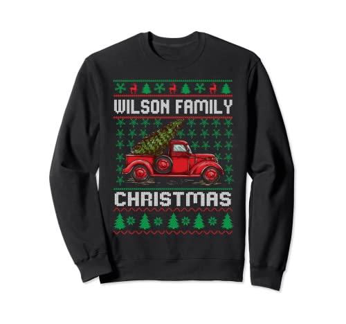 Wilson Family Ugly Christmas Sweater Red Truck Funny Christmas Sweatshirt
