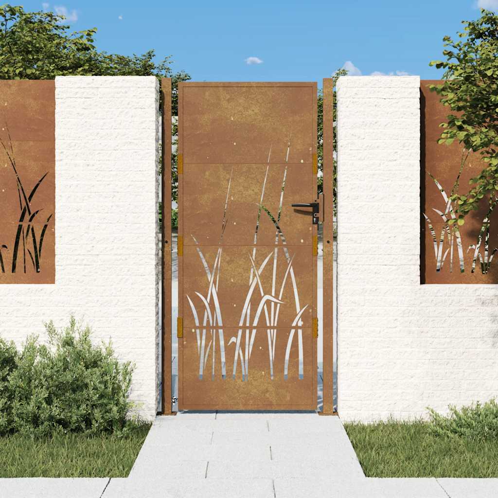 Garden Gate 100x175 Cm Corten Steel Grass Design